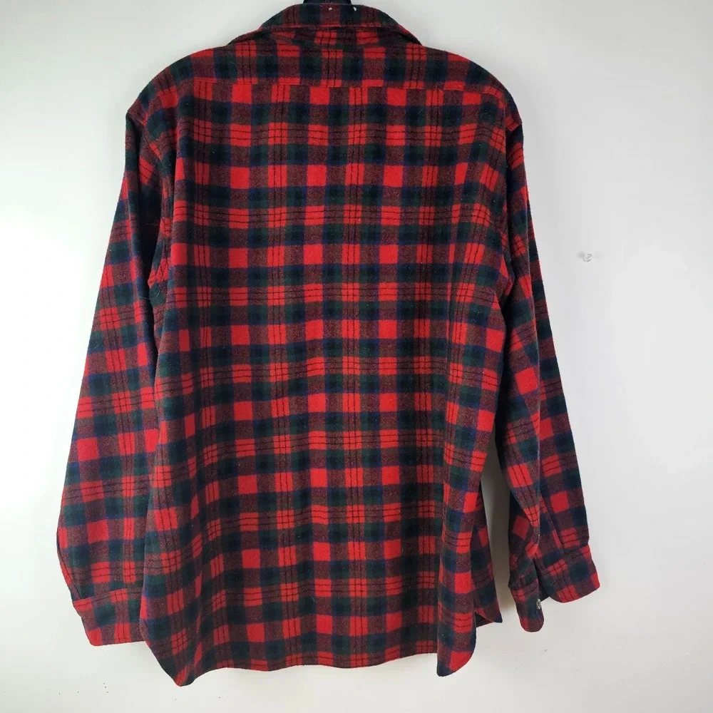 Pendleton Red Plaid Macduff Tartan‎ WOOL Flannel Shirt XL Mens Button Front LS